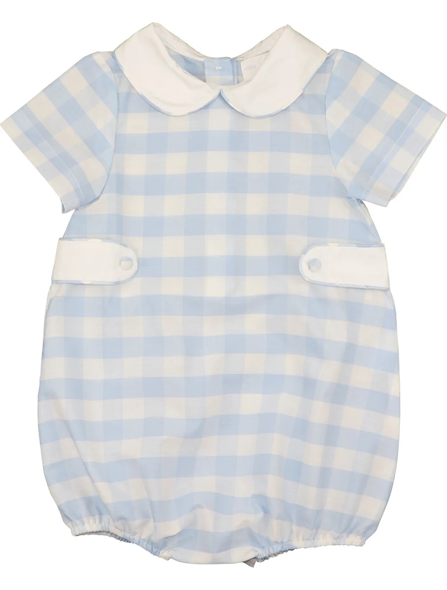 Blue Check Boys Bubble | Eliza James Kids