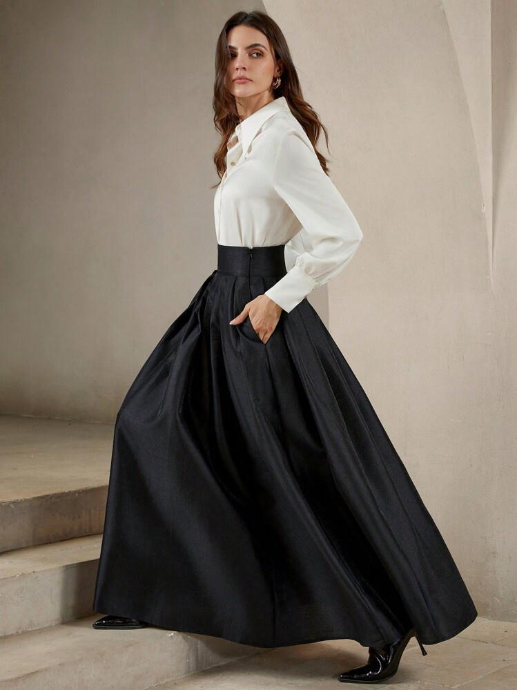 Anewsta High-Waisted Elegant Puff Skirt, Royal Style Maxi Women Outfit | SHEIN