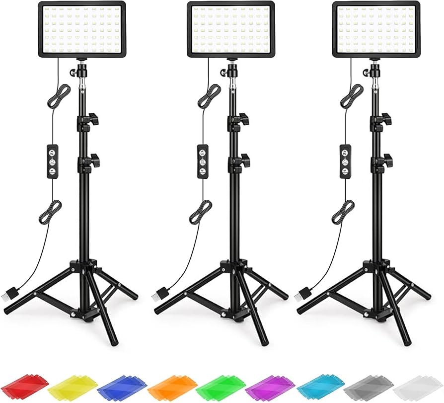 Photography Lighting Kit Dimmable 5600K USB Led Video Studio Streaming Lights with Adjustable Tri... | Amazon (US)