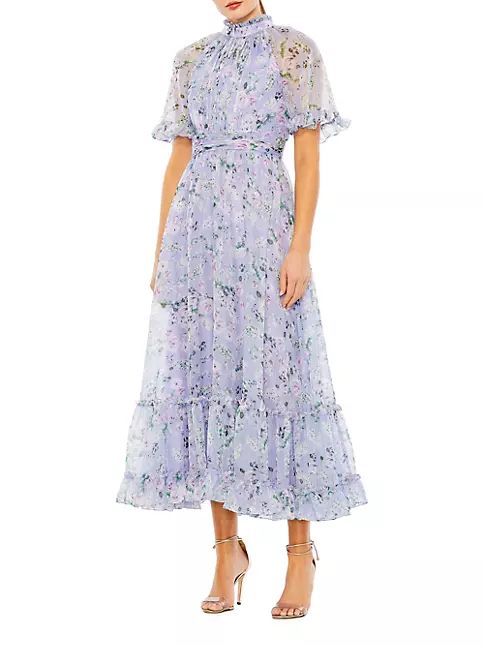 Floral High-Neck Midi-Dress | Saks Fifth Avenue