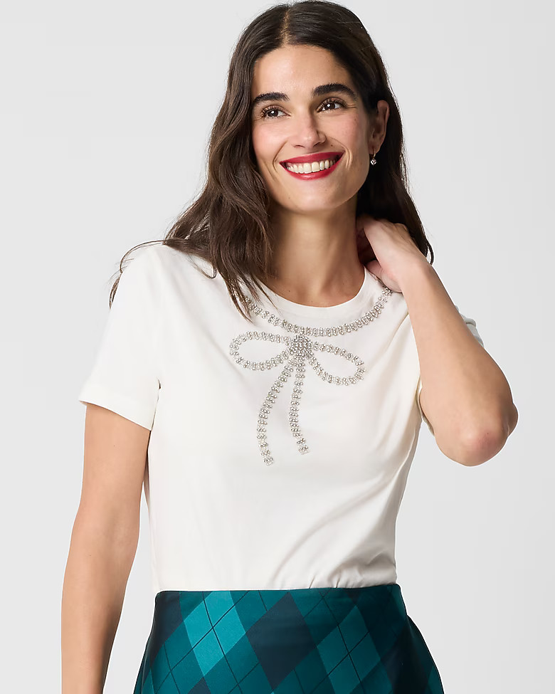 Embellished bow tee | J.Crew Factory