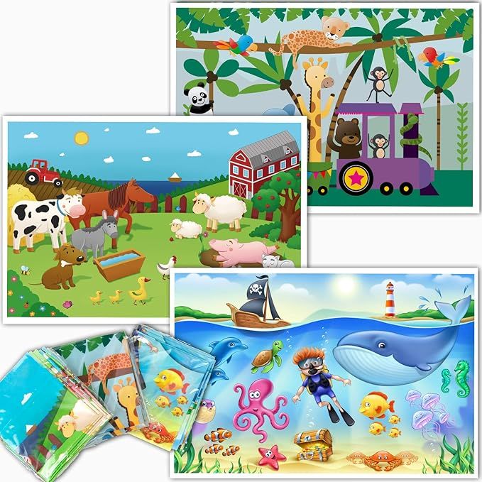 HomeWorthy Disposable Placemats for Baby - Cute Animal Toddler Placemat That Sticks to Tables at ... | Amazon (US)
