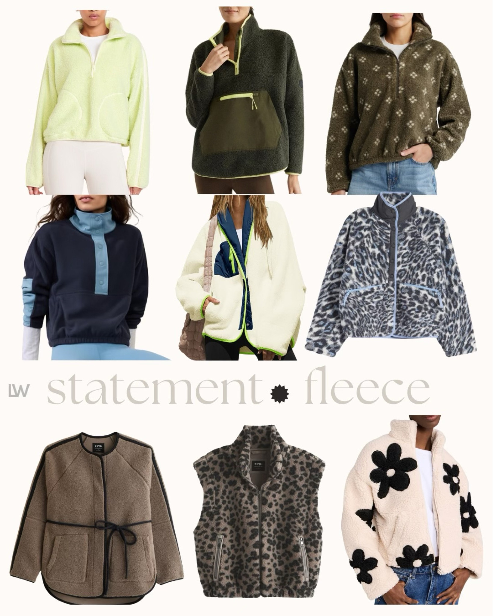 My top statement fleece pieces! Elevating athleisure with some fun prints, patterns, and colors! 