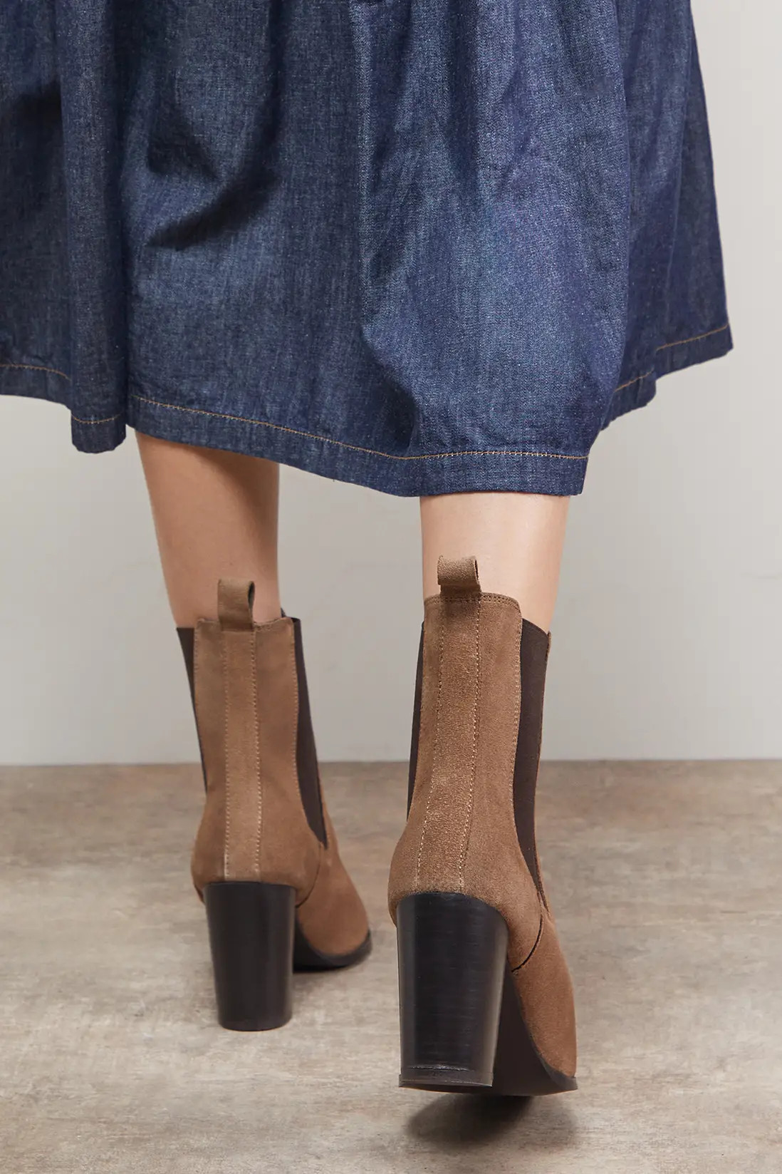 Boots | Moss Suede Chelsea High Block Heel Ankle Boots | Oasis | Debenhams UK
