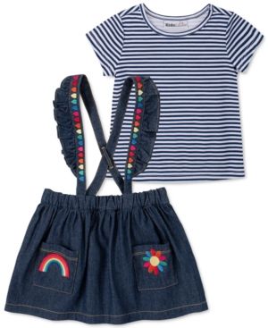 Kids Headquarters Baby Girls 2-Pc. T-Shirt & Denim Jumper Set | Macys (US)