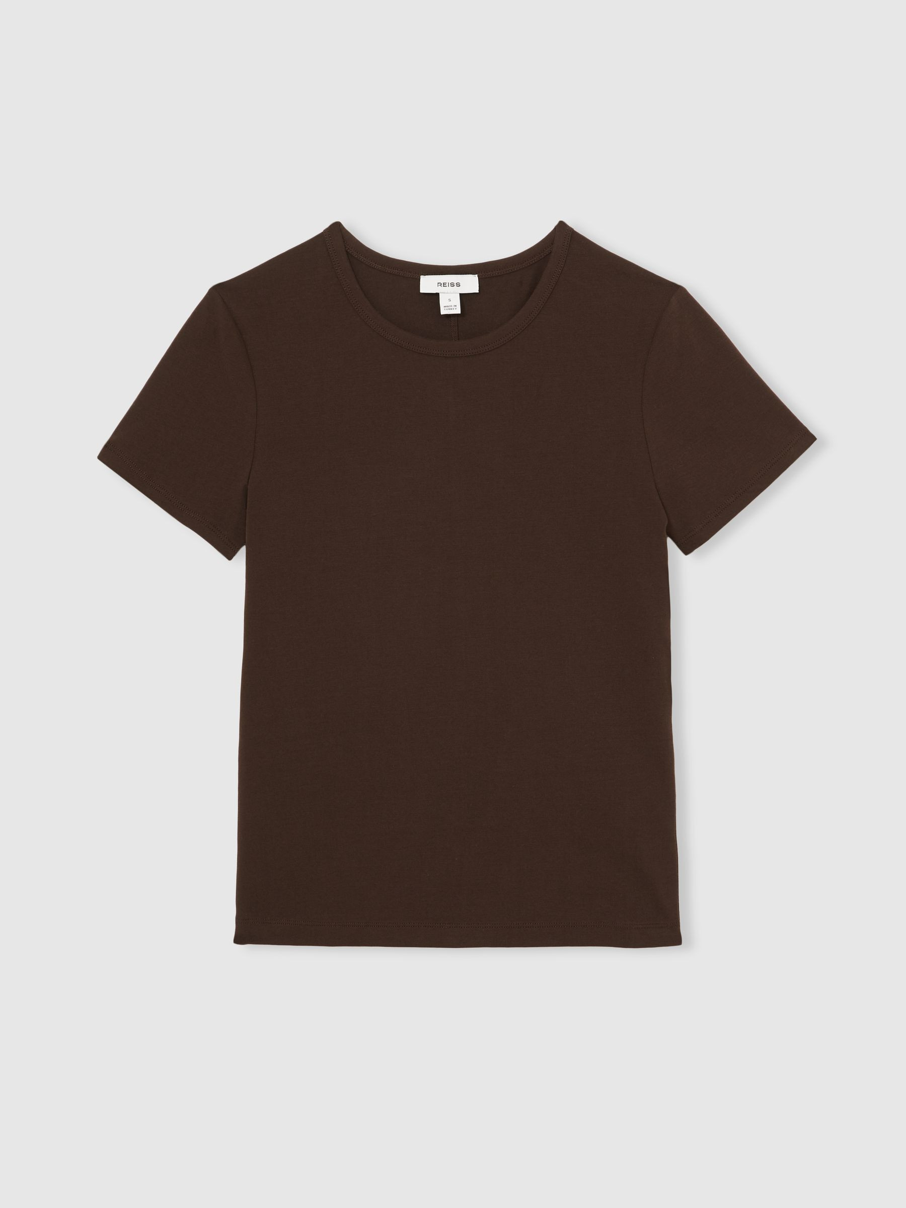 Stretch-Cotton Crew-Neck T-Shirt in Chocolate Brown | Reiss US