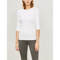 Vince Ladies Optic White Crewneck Cotton-Jersey Top, Size: XS | Selfridges