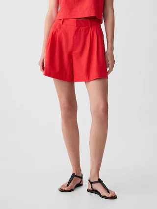 365 High Rise Linen-Blend Shorts | Gap (US)