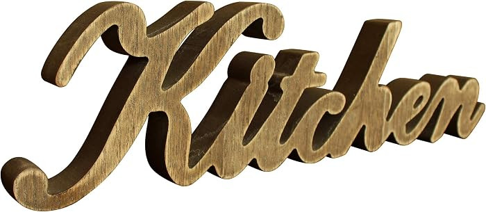 CVHOMEDECO. Rustic Vintage Distressed Wooden Words Sign Free Standing "Kitchen" Desk/Table/Shelf/... | Amazon (US)
