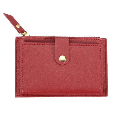 Unique Bargains Zipper Design PU Leather Small Credit Card Holder Red | Target