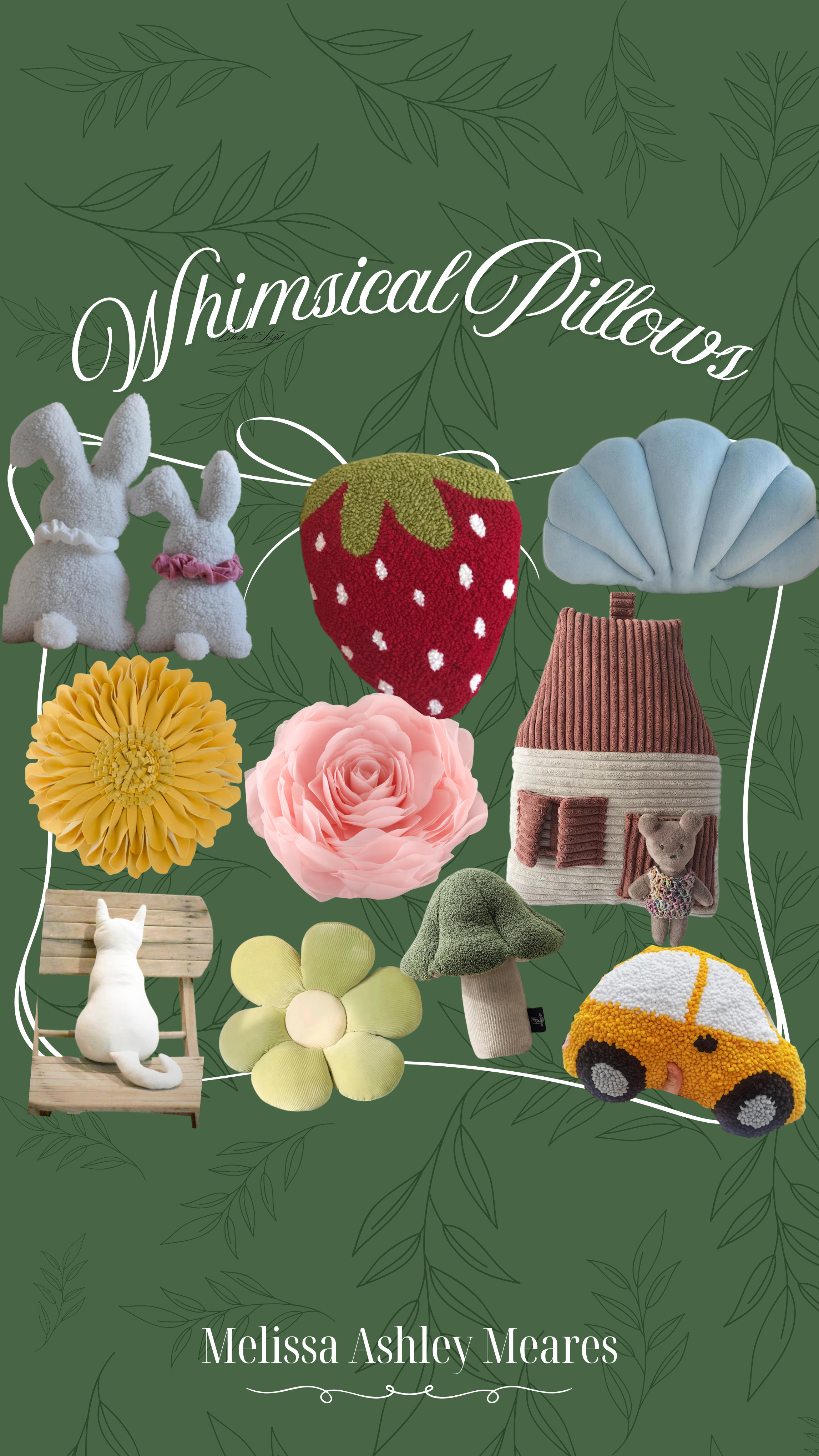 I rounded up the cutest spring pillows for ya! Available in mutliple colors and sizes!

shaped pillows, etsy, bunny hspaed pillows, flower pillows, cat pillow, animal shaped pillows, fruit shaped pillows, strawberry shaped pillow, mushroom shaped pillow, Easter pillow 

 #LTKSeasonal #LTKHome #LTKFindsUnder50