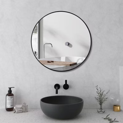 24 Inch Round Wall Mirror – Black Metal Frame Circle Mirror for Bathroom, Living Room, Bedroom & Entryway Decor | Target