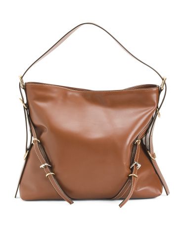 Made In Italy Leather Hobo With Side Belt Details | TJ Maxx