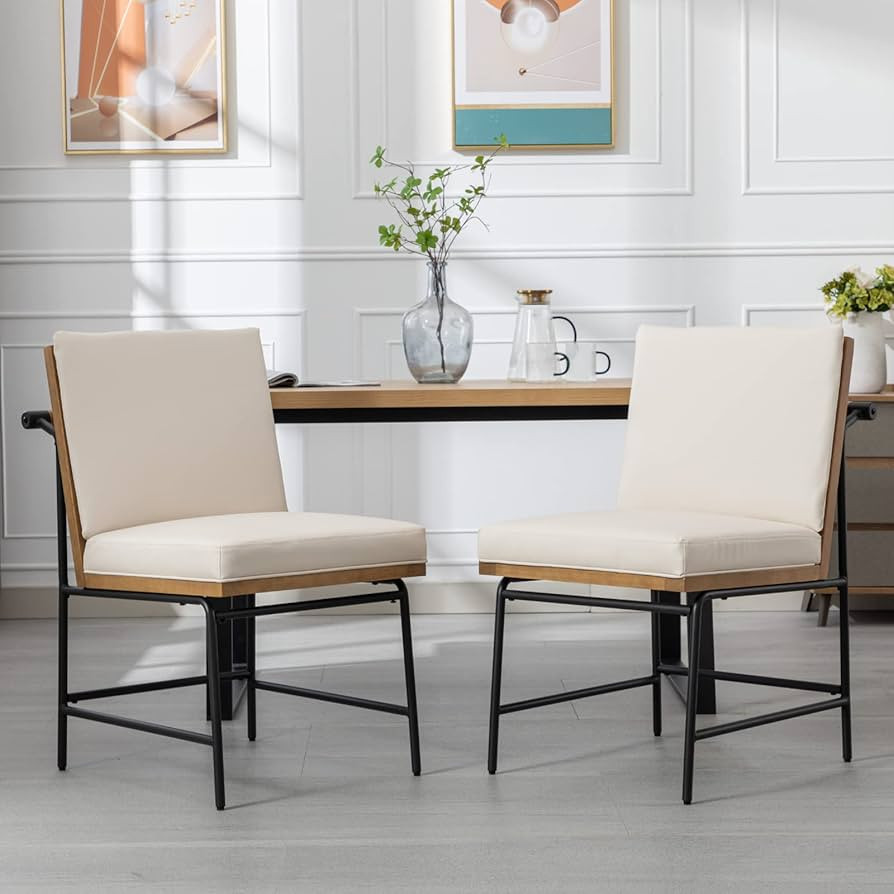 HEAH-YO Modern Dining Chairs Set of 2, Upholstered PU Leather Dining Room Chairs with Backrests, ... | Amazon (US)