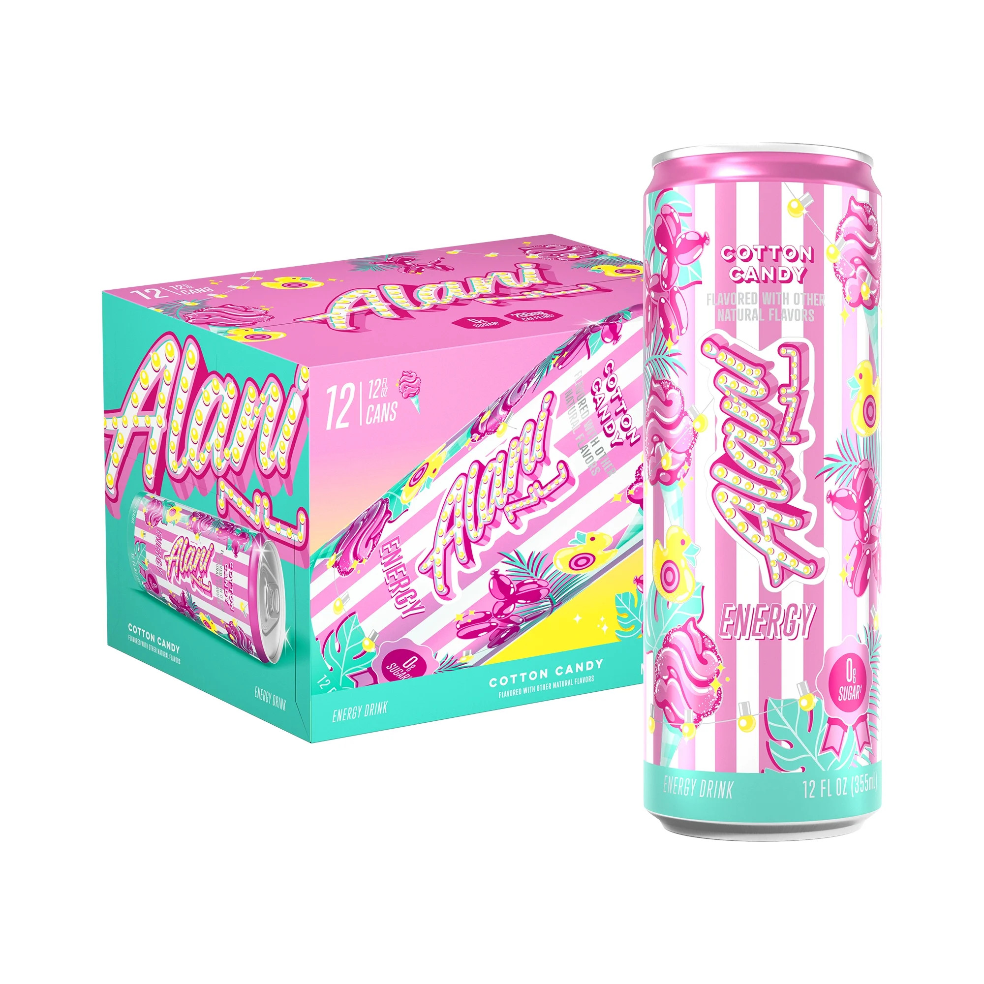 Alani Nu Sugar Free Energy Drink,Cotton Candy, 12 fl oz, 12 Pack, Cans, 200mg Caffeine | Walmart (US)