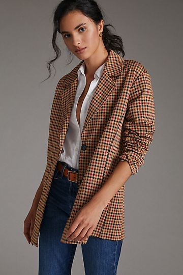 Longline Plaid Blazer | Anthropologie (US)