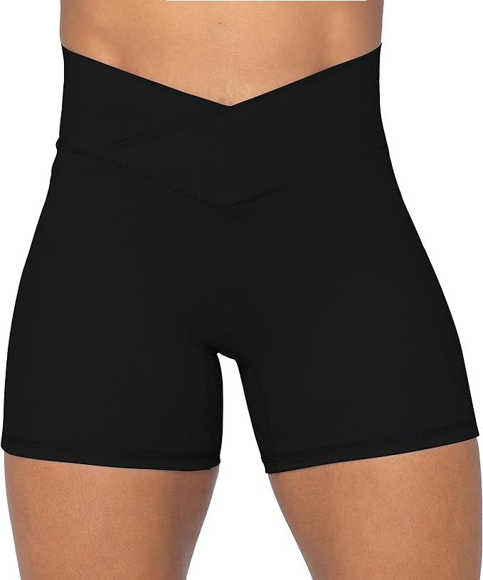Sunzel Softmax Crossover Biker Shorts for Women, V Criss Cross High Waist Yoga Workout Gym Shorts... | Amazon (US)