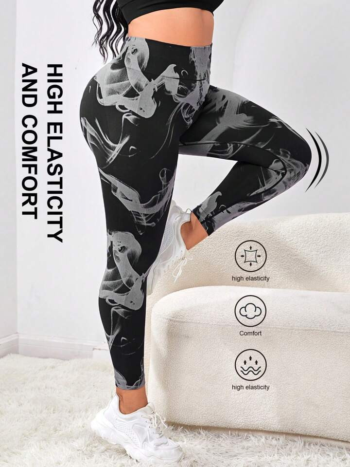 Plus Tie Dye Wideband Waist Sports Leggings | SHEIN