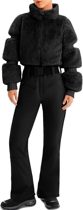 Yousify Womens Snow Suits One Piece Ski Suit Faux Fur Collar Jumpsuit Windproof Winter Warm Ski O... | Amazon (US)