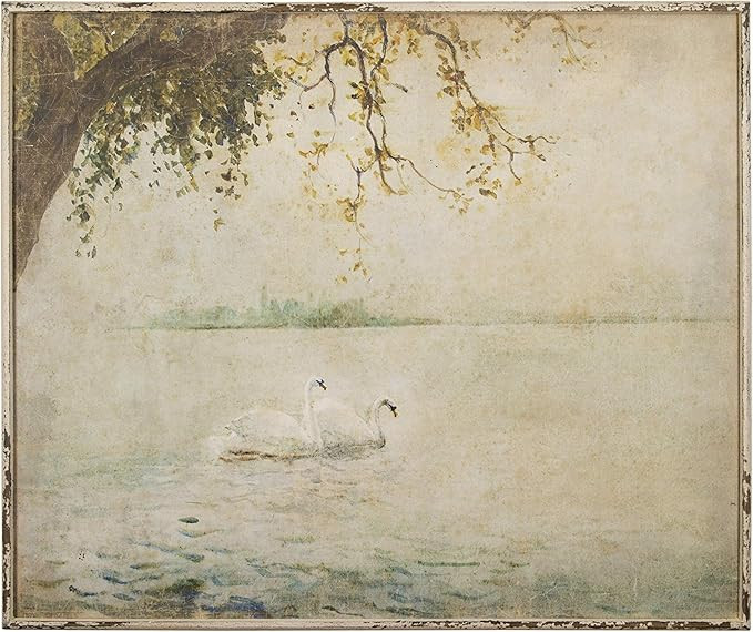 Creative Co-Op Vintage Swans Wood Framed Wall Décor | Amazon (US)
