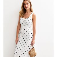 Women's White Spot Print Crinkled Midi Dress New Look | New Look (UK)