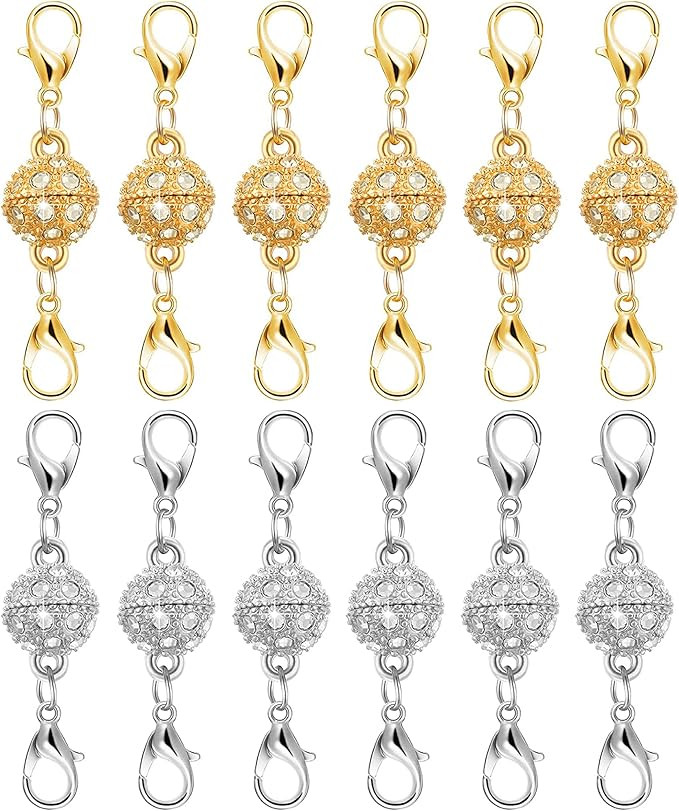 Magnetic Necklace Clasps and Closures, 12PCS Gold & Silver Magnetic Lobster Clasp Extenders for N... | Amazon (US)