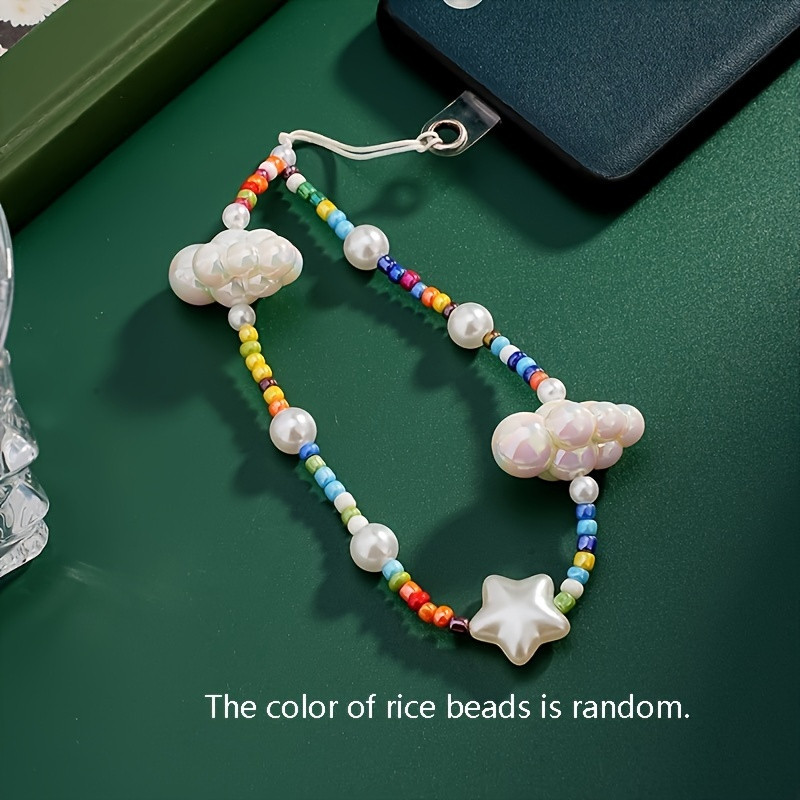 1pc Iridescent Cloud Star Beads Phone Strap 7 9inch 20cm Colorful Pearl Pendant Mobile Accessory ... | Temu Affiliate Program