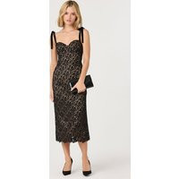 ASTR the Label | Donne Floral Lace Midi Dress in Black nude | Size L | ASTR The Label (US)