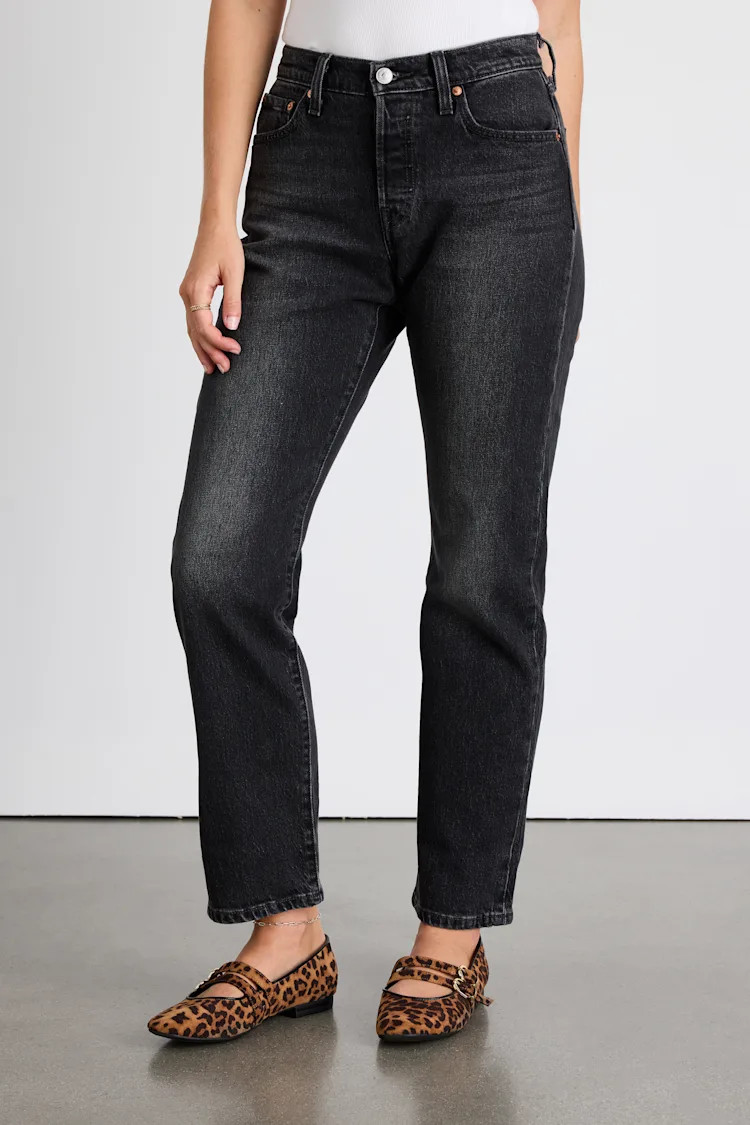 501 Curve Washed Black Straight Leg Jeans | Lulus