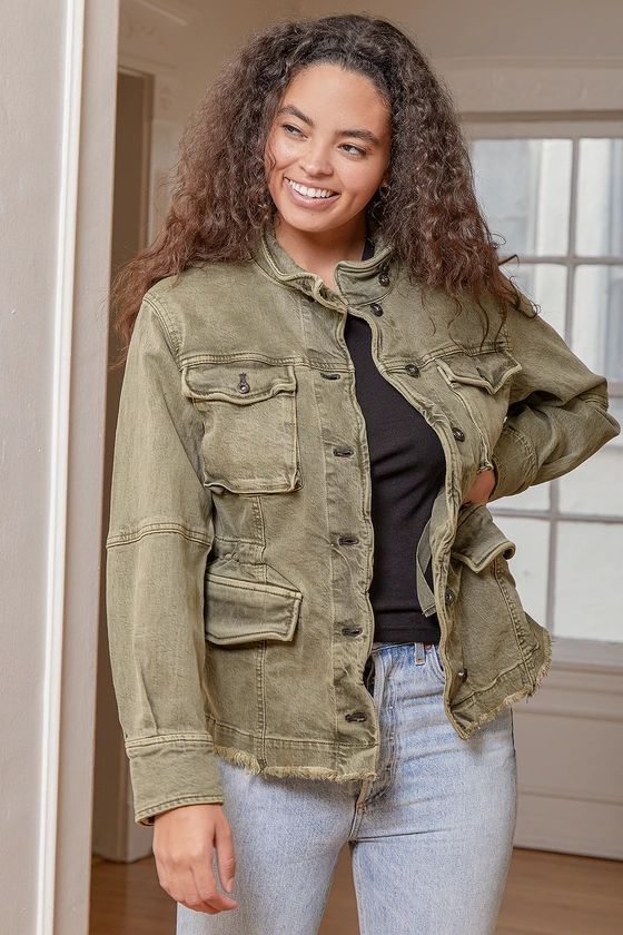 Harley Washed Olive Green Military Shirt Jacket | Lulus (US)