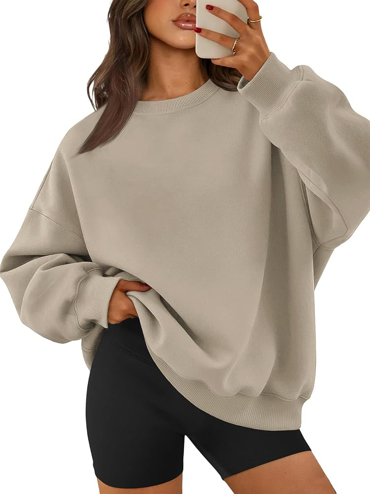 ATHMILE Oversized Sweatshirt for Women Crewneck Fleece Long Sleeve Pullover Hoodies Tops Fall Fas... | Amazon (US)