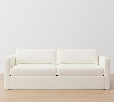 Carmel Square Slim Arm Slipcovered Sofa | Pottery Barn (US)