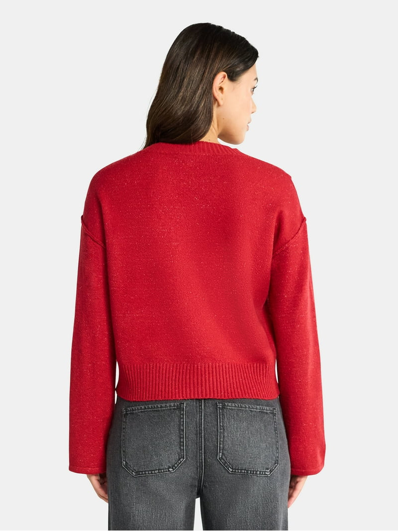 Time and Tru Women's Ribbed V Neck Sweater, Lightweight, Sizes XS-XXXL | Walmart (US)