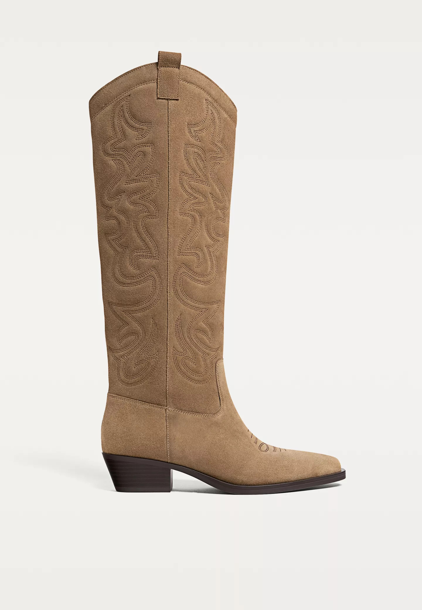 Embossed split leather cowboy boots | Stradivarius (UK)