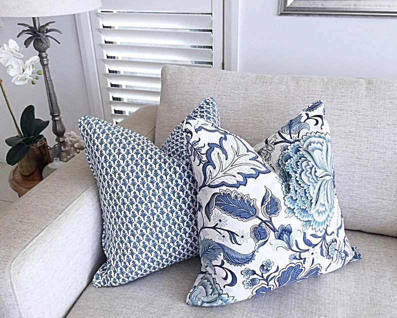 Hamptons Style Cushions Linen Cushions Jacobean Pillows | Etsy | Etsy (US)
