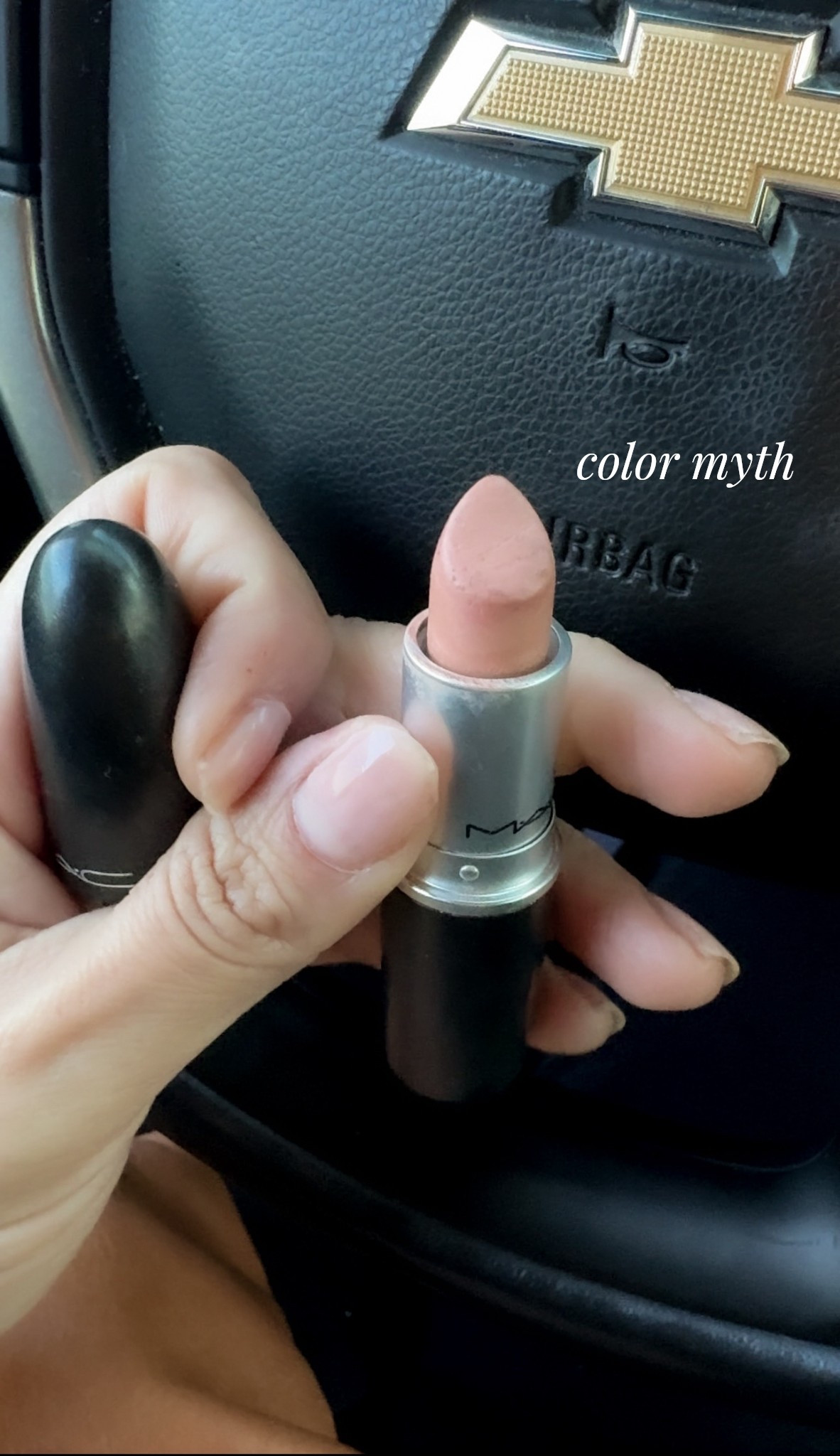 I love pairing this Mac lipstick in the color myth with nude whisper  
