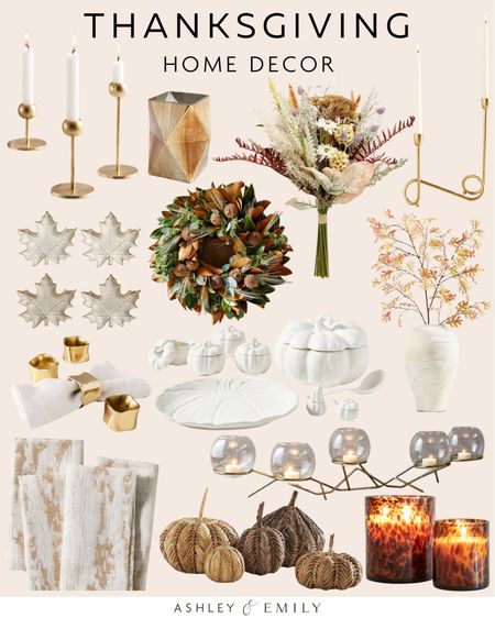 Thanksgiving Home Decor - Holiday Decorations - Fall Home Finds - Autumn Home Inspo - Candle Holders - Napkin Holder - Table Centerpieces - Napkins - Pumpkins - Floral Arrangements 

#LTKhome #LTKSeasonal #LTKHoliday