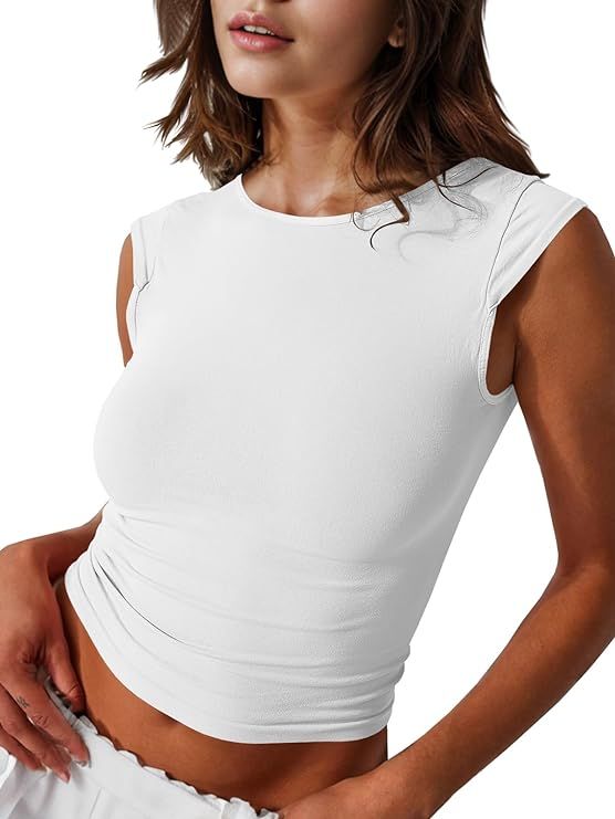 Imily Bela Womens Sexy Backless Top Cap Sleeve Slim Fit Summer Casual Y2K Crop Tee | Amazon (US)
