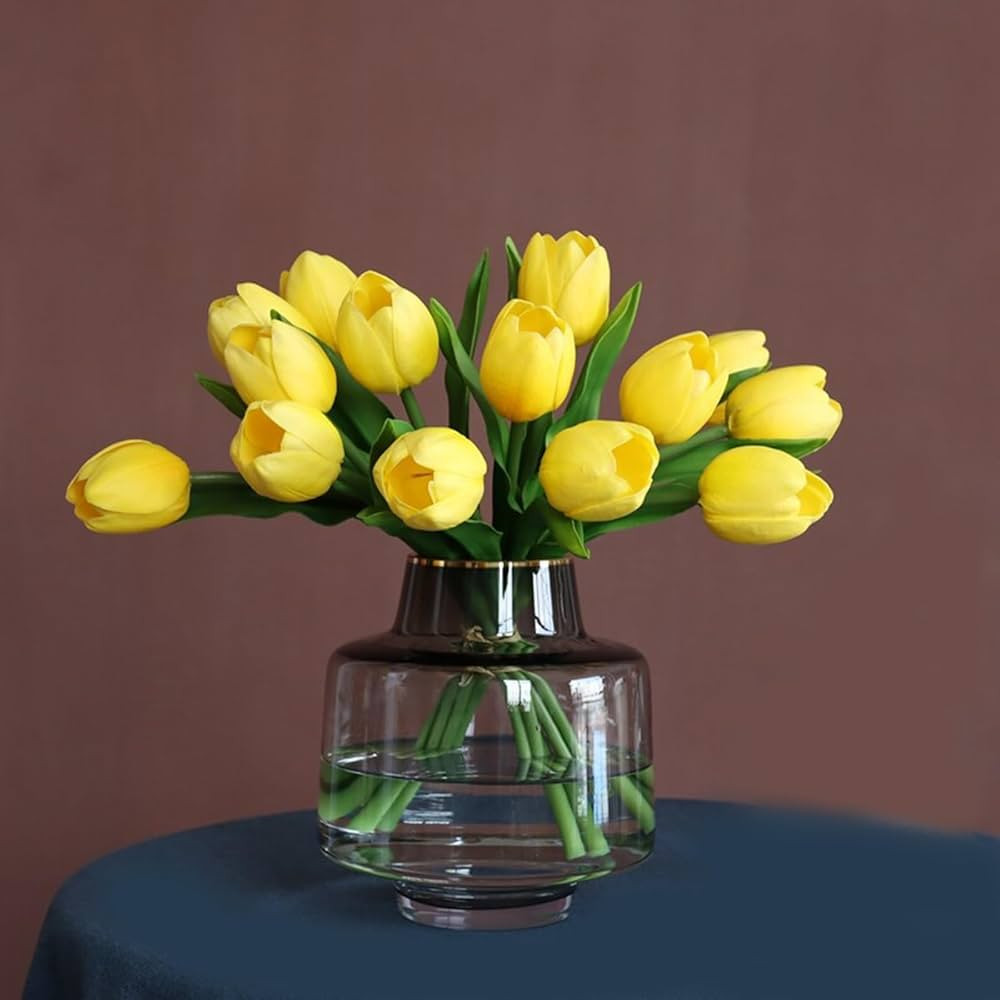 Buart Yellow Flowers Artificial Luxury Big Tulip Valentine's Day Mother's Day Easter Home Kitchen... | Amazon (US)