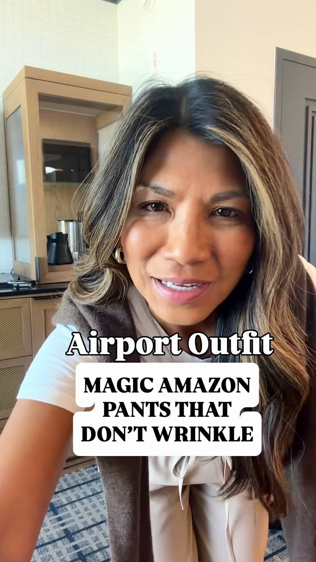 I’m 5’2” 118#ish for reference 
Pants in size small tts color Nomad Taupe-tons of colors available- wrinkle- resistant 
White tee in size small tts.
Sneakers tts- also my workout sneakers.
Cashmere sweater in small tts.

Large luggage is expandable and my fav luggage brand-I also have both carry-on sizes. Duffel bag is linked.
I also have a shoulder bag in the big size in black.
Airport outfit, travel outfit, Amazon finds, over 50 style, midlife fashion, petite fashion,midlife women, affordable fashion, fashion over40, LtK Con

#LTKCon #LTKPetite #LTKTravel

#LTKOver40 #LTKCon #LTKPetite
