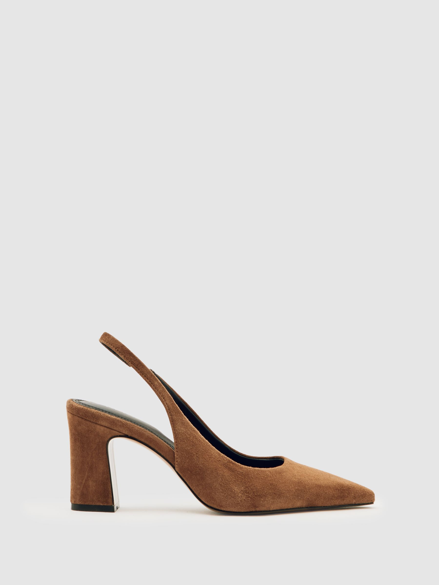 Suede Slingback Court Shoes in Tan | Reiss UK