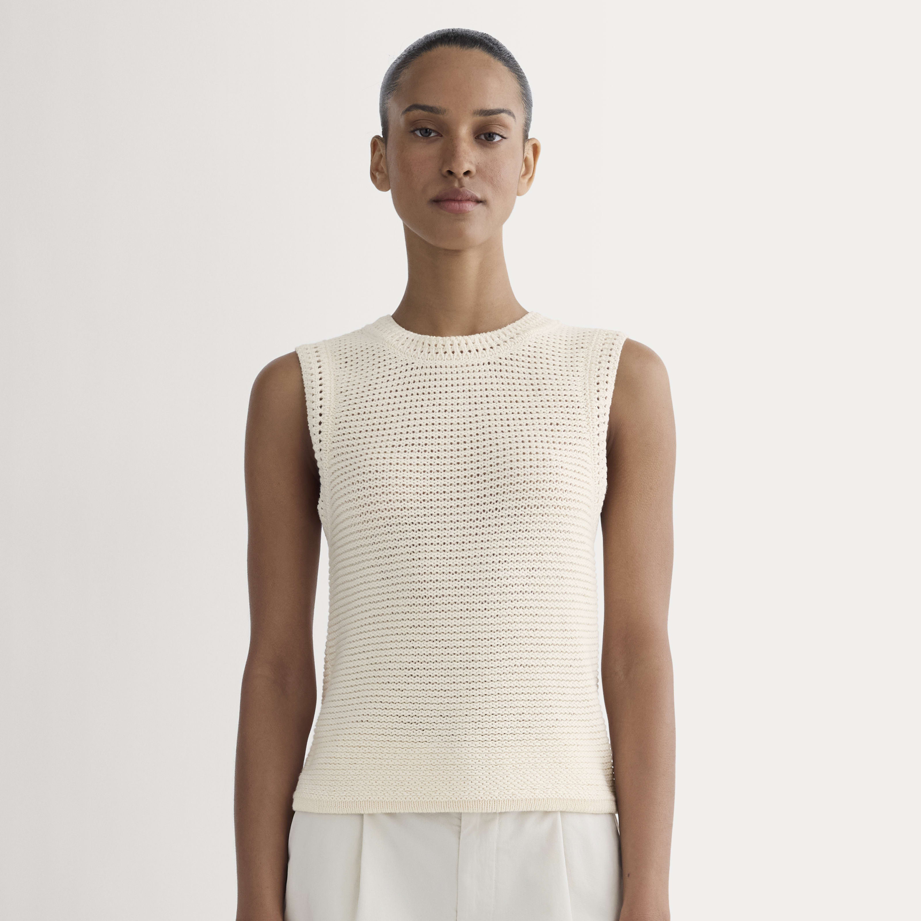Women's Organic Cotton Open-Stitch Tank by Everlane in Canvas, Size XXL | Everlane