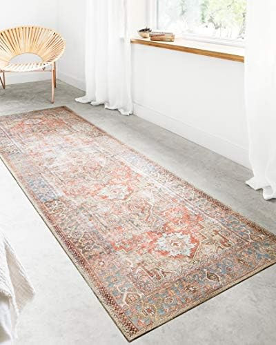 Loloi Loren Collection Vintage Printed Persian Area Rug 2'-6" x 7'-6" Runner Terracotta/Sky | Amazon (US)