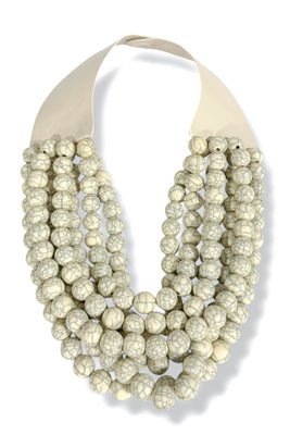 Carla 7 Strand Ivory Smooth Bead Statement Necklace Ivory | The Willow Tree