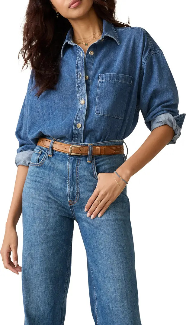 Faherty Sunfair Oversized Organic Cotton Denim Button-Up Shirt | Nordstrom | Nordstrom