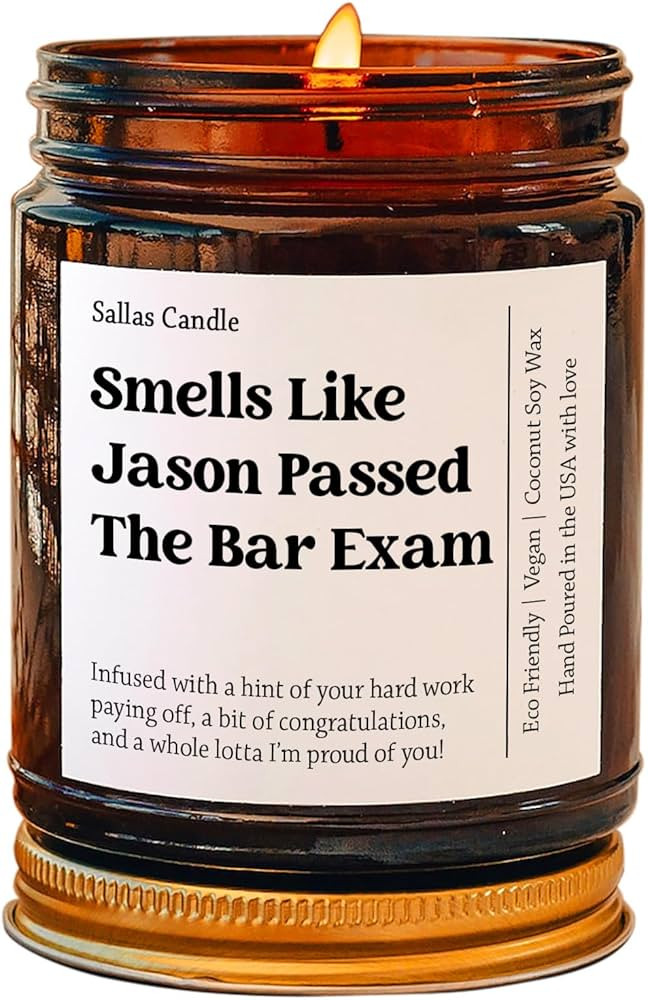 Sallas Gift for Passing Bar, Bar Examination, Passed Bar Exam Candle, Law Student Custom Candle G... | Amazon (US)
