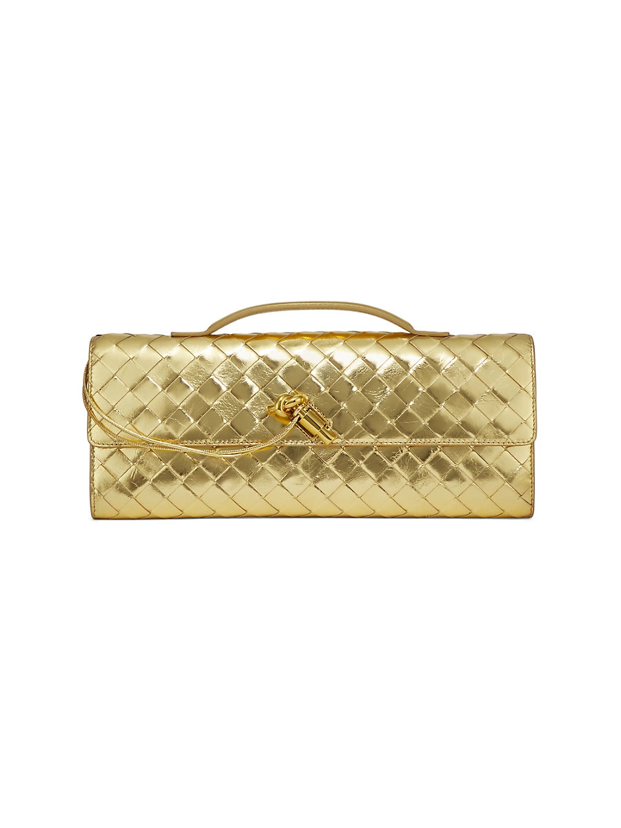 Women's Andiamo Metallic Woven Leather Pouch - Gold | Saks Fifth Avenue