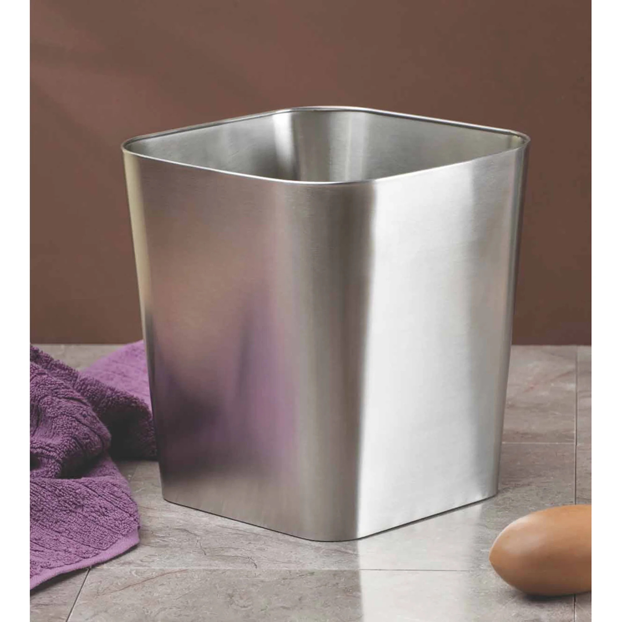 InterDesign Gia Wastebasket Trash Can, Brushed Stainless Steel | Walmart (US)