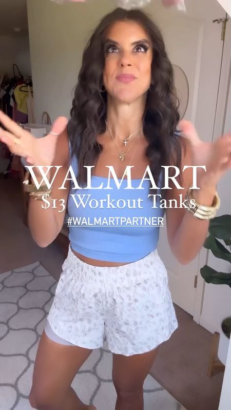 comment TOPS to shop! 

These @walmartfashion workout tanks are AMAZING! #walmartpartner #walmartfashion 

I have a feeling these will go FAST! (I’m in size xs for reference)
 Size small in shorts, sneakers true to size! 

#LTKStyleTip #LTKFindsUnder100 #LTKFitness