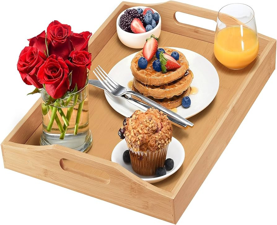 Tray with Large Handles - Bamboo Ottoman Tray, Great for Coffee Table, Couch, Tea, Bar, Breakfast... | Amazon (US)